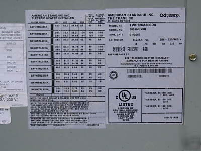 American standerd/trane hvac m#:TWE120A300DA lot of 3