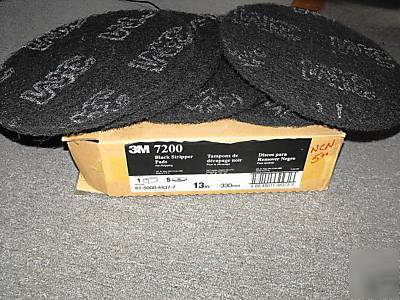 Case lot of 5 3M 7200 13 inch blk floor stripper pads 