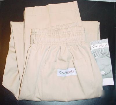 New chef works baggy-tapered leg-chef pants-khaki-small