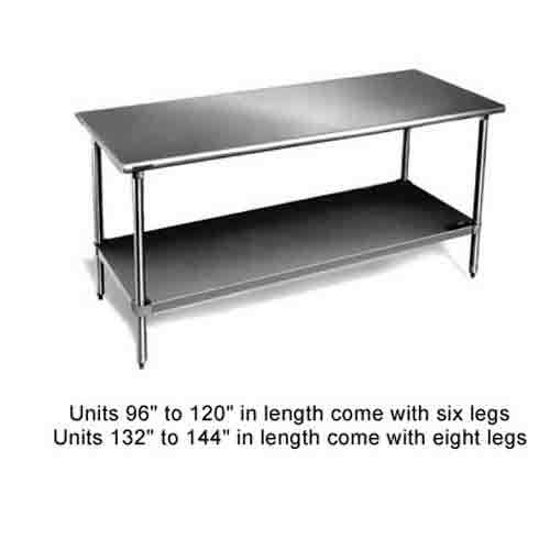 Eagle T3036SB work table, stainless steel top, undershe