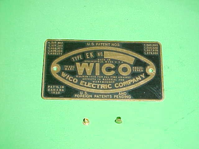 Wico ek name serial tag mag magneto hit miss gas engine