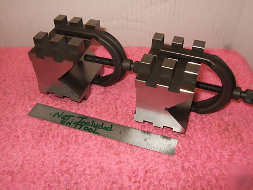Brown&sharpe 750 b matched pair v-block hardened clamp 
