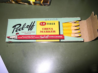 Vintage a.w. faber china marker peel-off boxed set 12