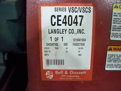 Itt bell gossett centrifugal pump, model vsc, 