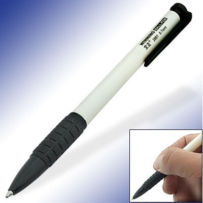 Non-slip rubber grip white writting ball pen blue ink