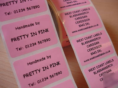 1000 personalised pink address labels - 38MM x 25MM