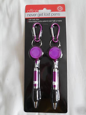 Bnip 2PACK never get lost keyring pens purple belt clip