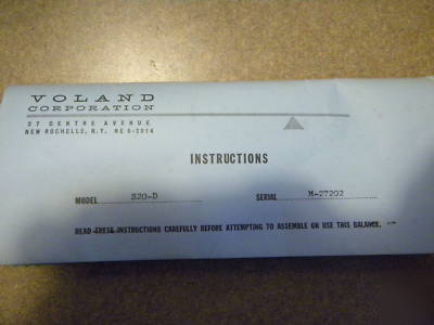 Voland & sons model 320 d balance scale mint weights