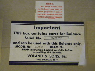 Voland & sons model 320 d balance scale mint weights