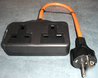 Euro schuko travel or generator adapter uk 16A 2G 35CM