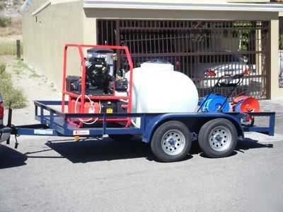 Hotsy hot-water pressure washer, trailer, many extras