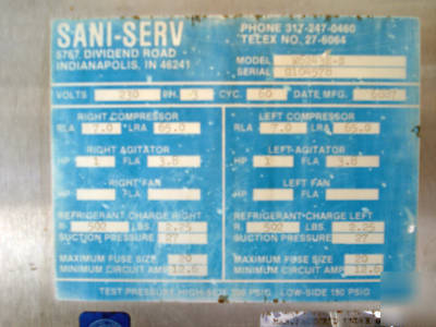 Sani-serv 2 flavor 3 ph floor ice cream frozen beverage
