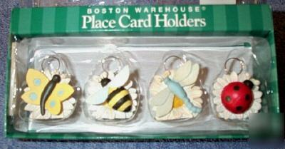 Boston warehouse insect menu card holders set/4 pcs/nwt