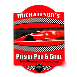 New personalized race car or stock car bar or pub sign