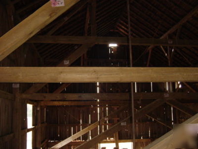 Reclaimed antique timber framed barn, mortise and tenon