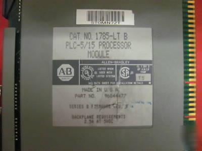 Allen-bradley 1785-lt b plc-5/15 processor module as is