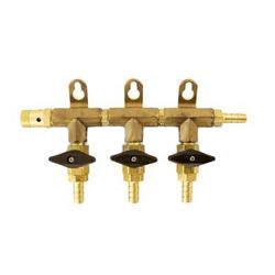 3 way CO2 gas distribution manifold w/ check valves