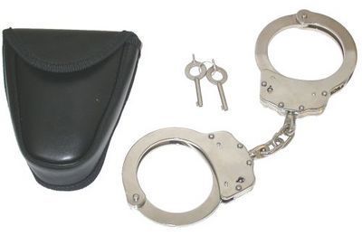 handcuff steel police quality 2 keys with carry case