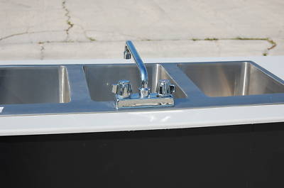 Concession cart stand mobile three sink with hand wash