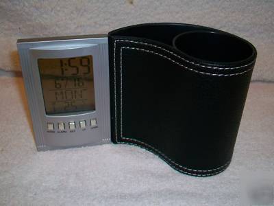 New desk pen/pencil holder w/digital transparent clock~ 