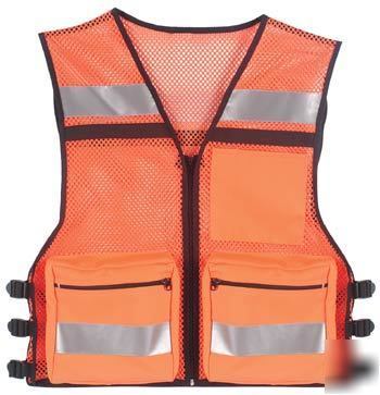 New lot of 12 mesh orange safety vests with pockets 