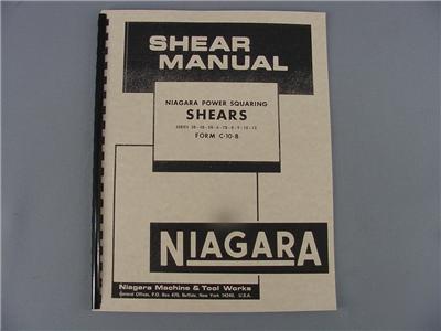 Niagara squaring shears instruction & parts manual