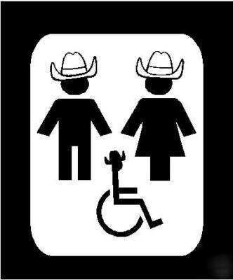 Restroom sign bar resturant cowboy cowgirl handicap wal