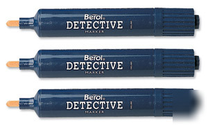 6 x berol anti-theft detective marker pens broad 