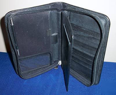 Pocket black leather franklin pda planner 10 card slots