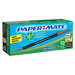 12 paper mate write bros ballpoint stick pen black