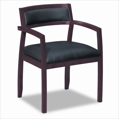 Hon wood guest chairs w/black leather mahogany