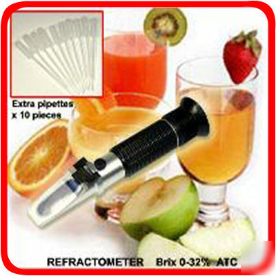New brix refractometer 0-32% atc, sugar, fruit juice 