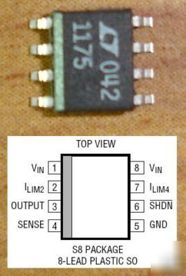 LT1175 adj negative voltage regulator 500MA so-8 *lot*