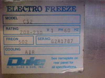 Electro freeze ice cream/yogurt table top machine CS2