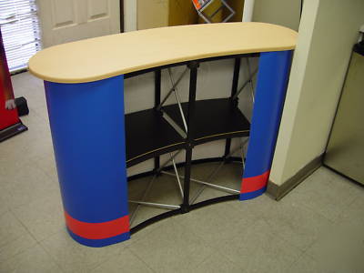 Pop up counter podium banner stand table +free graphics