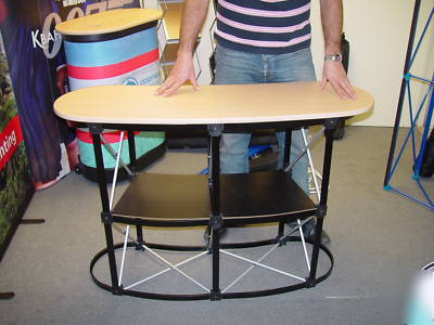 Pop up counter podium banner stand table +free graphics