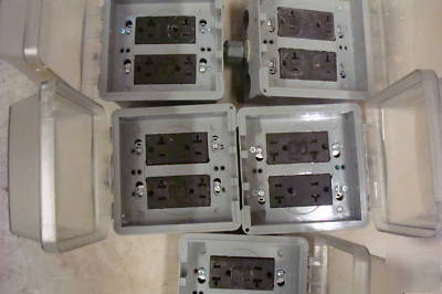(5) 2 gang wp boxes w/ in use covers w/ 20A gfi's