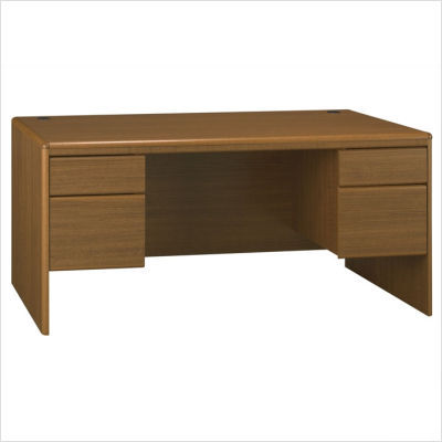 Bush northfield double pedestal desk in dakota oak