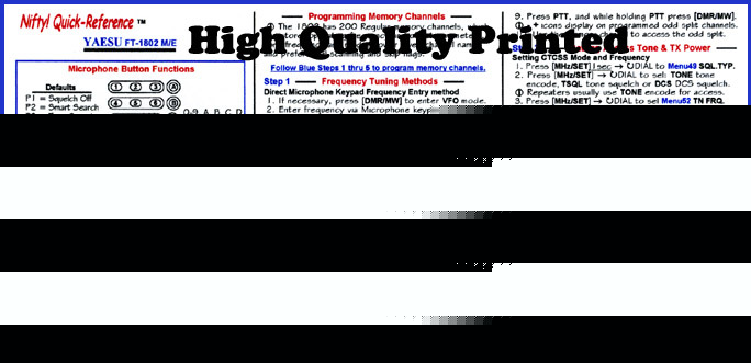 Yaesu ft-1802M nifty quick reference guide, ft-1802