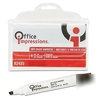 4 pc chisel tip dry erase markers black