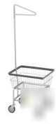 Standard laundry cart w/single pole rack chrome basket