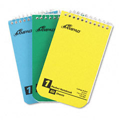 Wirebound pocket memo book, 3 x 5, narrow rule, top bou