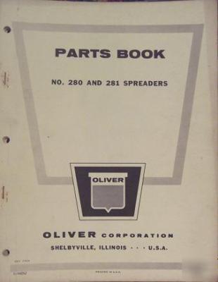 1964 oliver 281, 280 manure spreaders parts manual
