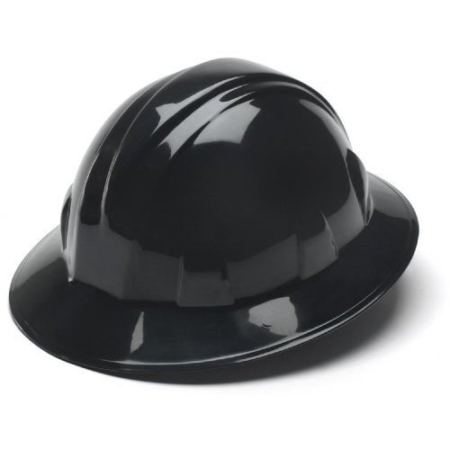 New pyramex black full brim hard hat w/4PT suspenison 
