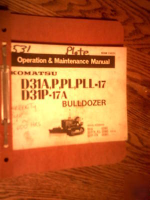 Komatsu D31P-17A power angle power tilt dozer partsbook