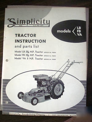 Simplicity walkbehind tractor, tiller, & mower manuals