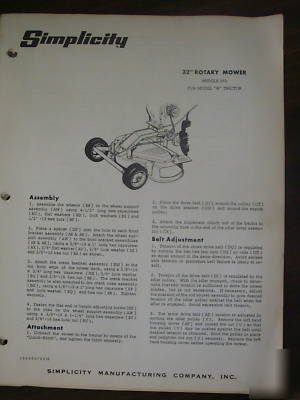 Simplicity walkbehind tractor, tiller, & mower manuals