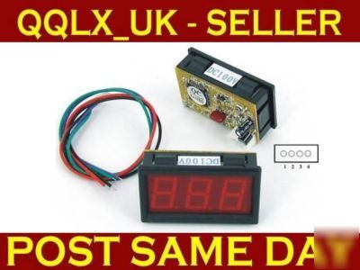 Mini 100V dc red digital panel meter voltmeter guage uk