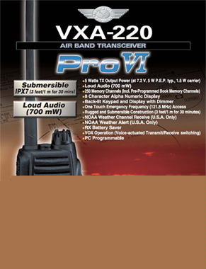 Vertex standard vxa-220 pro vi air band handheld radio*