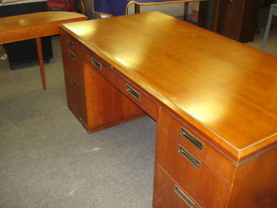 ***solid wood executive desk & 2 dr file by kimball***